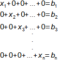 Cílová soustava rovnic při řešení Gaussovou eliminační metodou